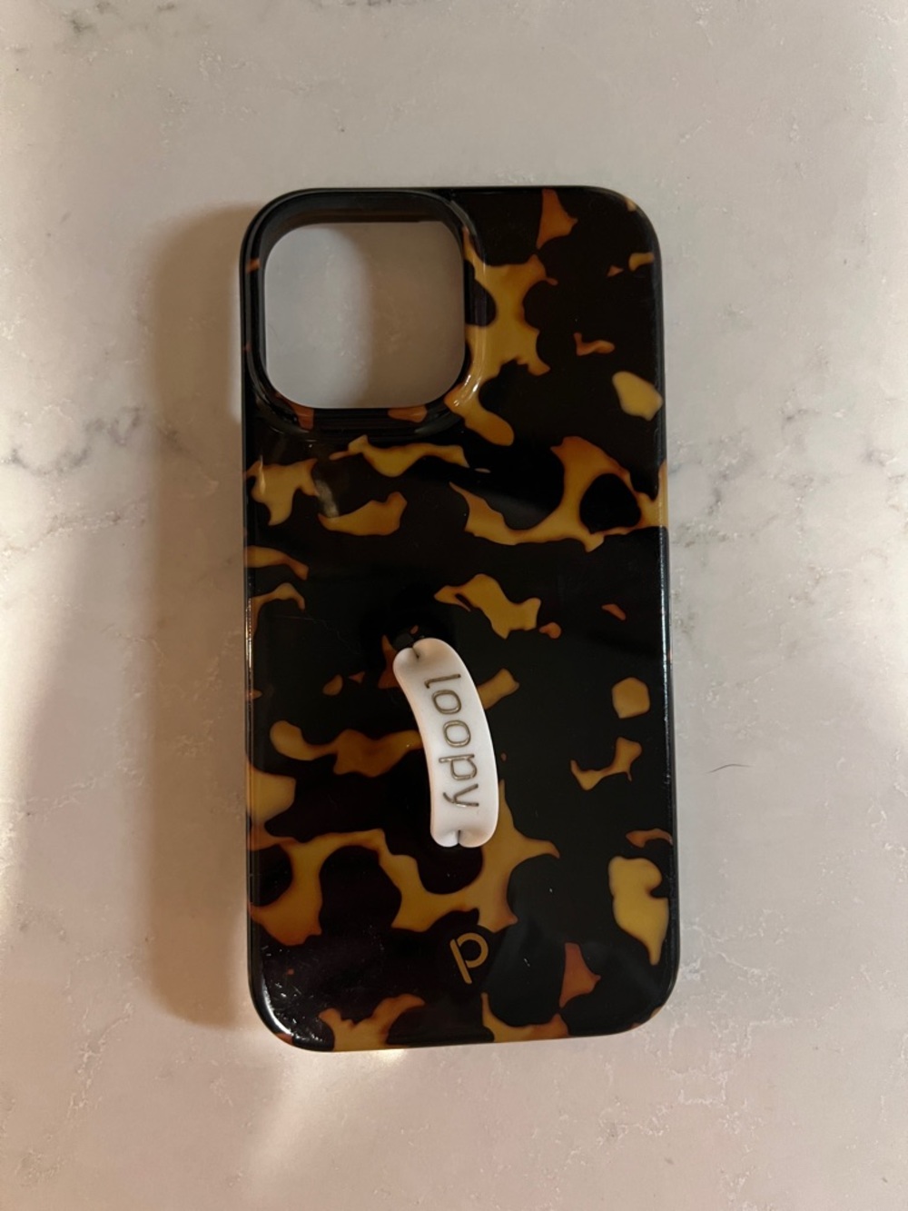 Loopy Case Tortoise Shell Pattern Phone Case with White Loop
